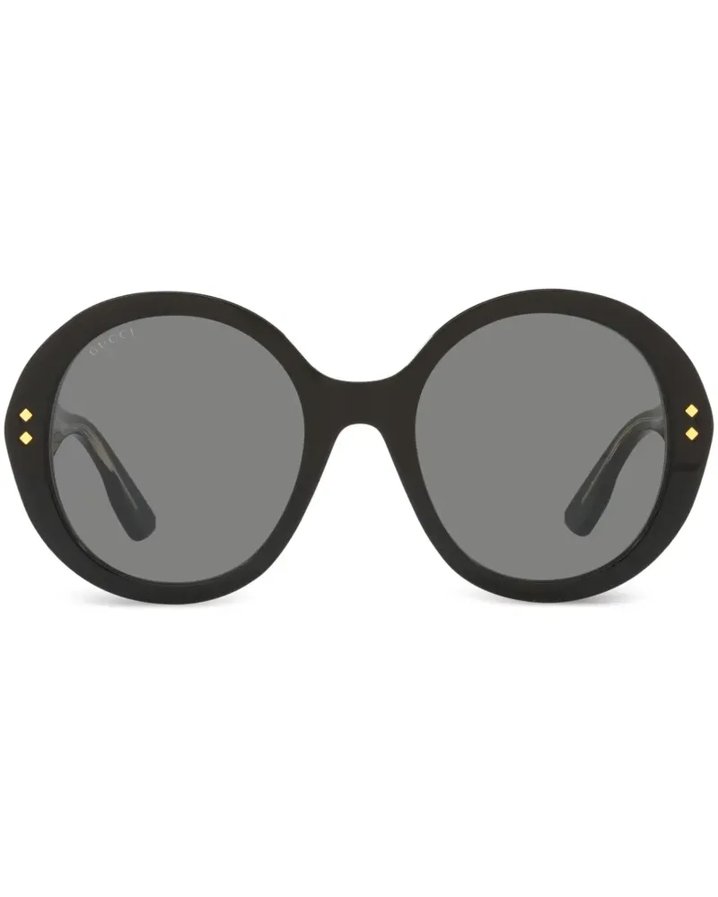 Gucci Sonnenbrille mit rundem Gestell - Schwarz Schwarz