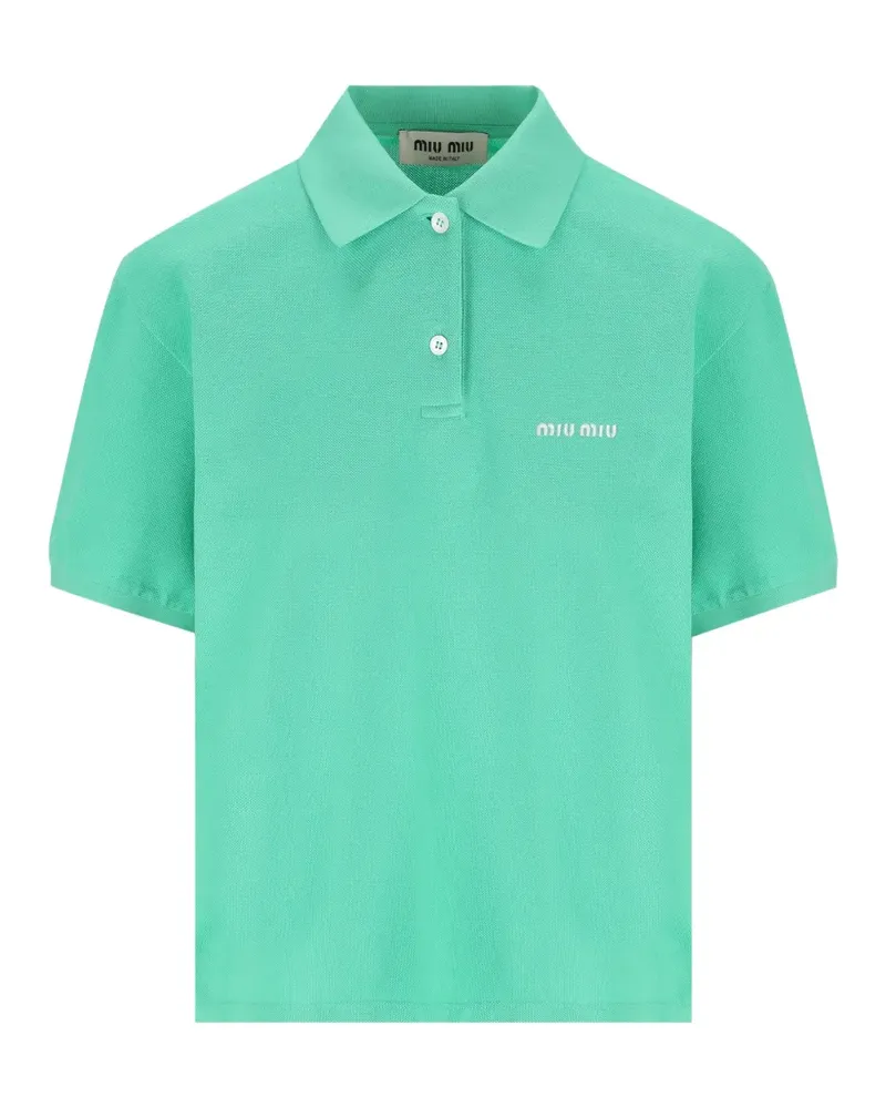 Miu Miu logo-embroidered polo shirt - Grün Grün