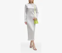 Langärmeliges Kleid mit plissiertem Effekt - Silber