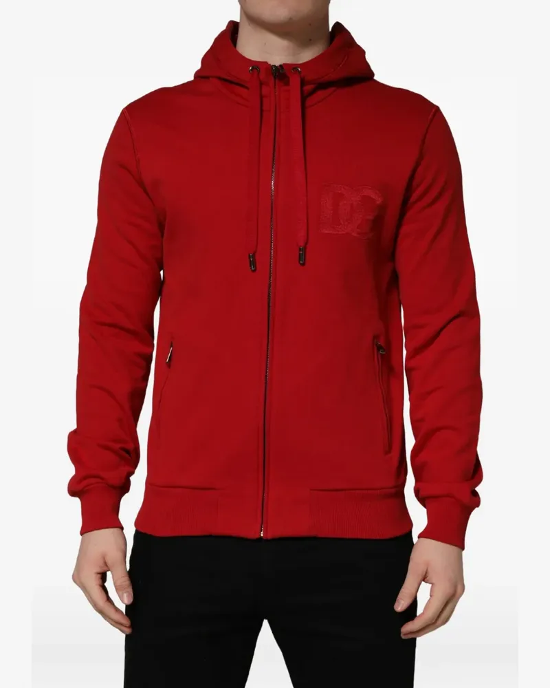 Dolce & Gabbana logo-embroidered zip-up hoodie - Rot Rot