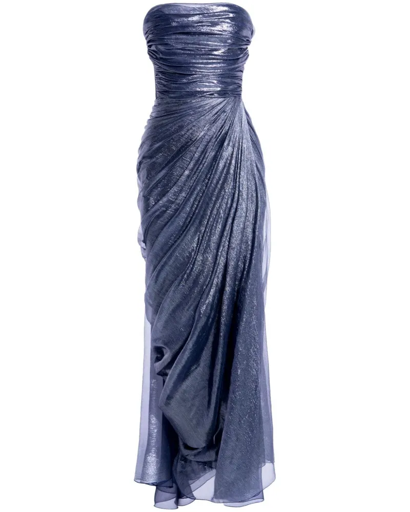 Maria Lucia Hohan Schulterfreies Metallic-Abendkleid - Blau Blau
