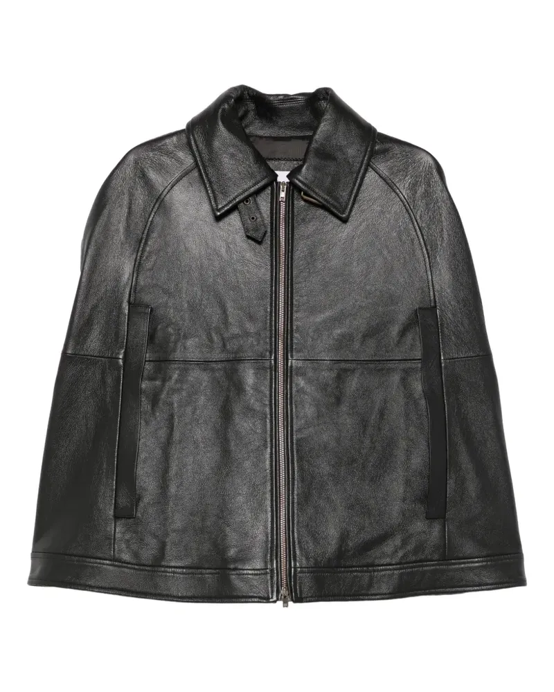 7 for all mankind Lederjacke mit Cape - Schwarz Schwarz