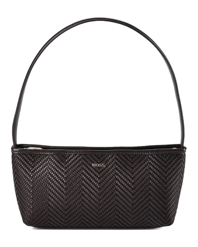 HUGO BOSS Sandy Schultertasche aus Leder mit Chevron-Flechtmuster - Braun Braun