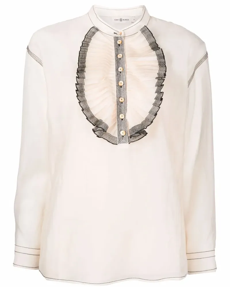 Tory Burch Bluse mit Rüschenborten - Nude Nude