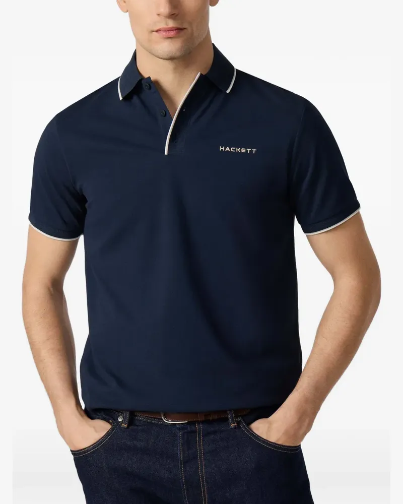 Hackett Besticktes Poloshirt mit Spitzenbesatz - Blau Blau