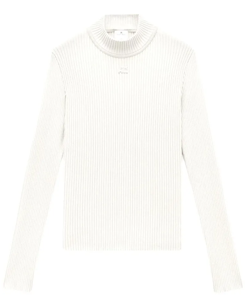Courrèges Gerippter Pullover mit Stehkragen - Weiß Weiß