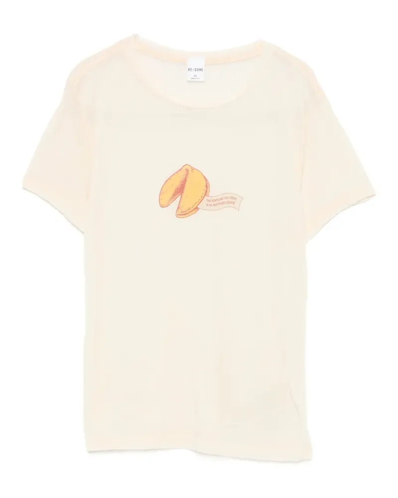 RE/DONE T-Shirt mit Glückskeks-Print - Nude Nude