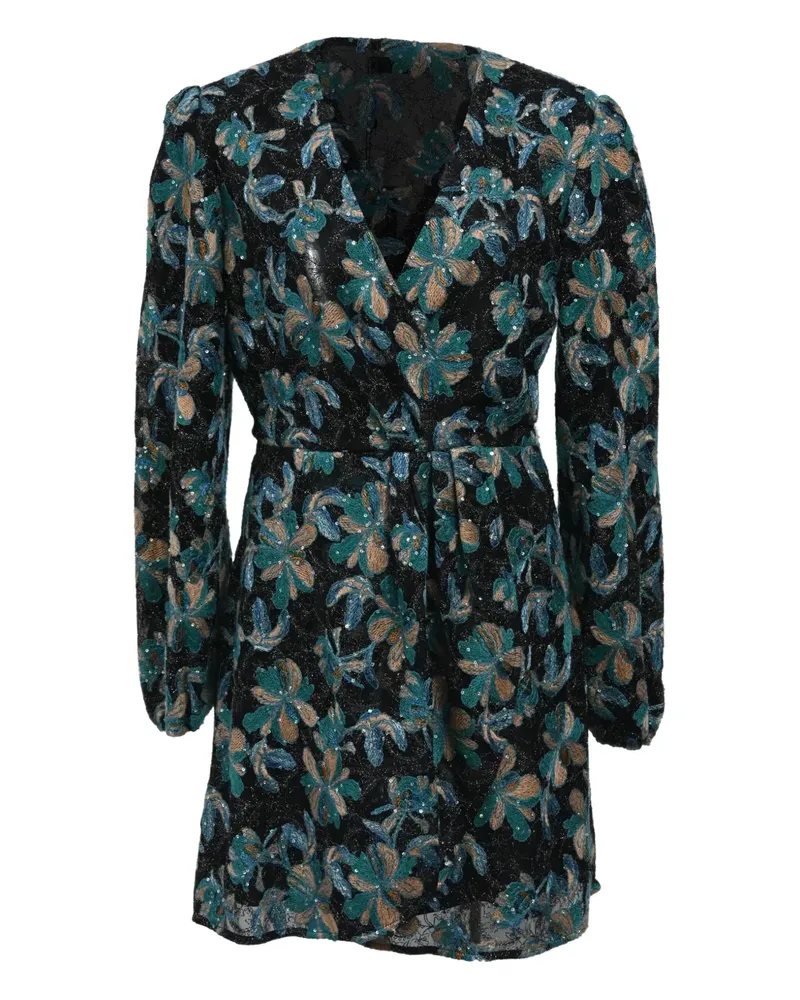 Sandro embroidered long-sleeve mini dress - Schwarz Schwarz