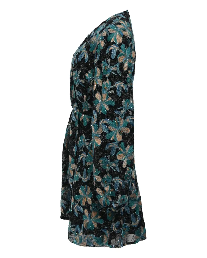 Sandro embroidered long-sleeve mini dress - Schwarz Schwarz