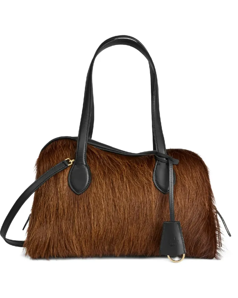 ATP Atelier Noale long-pile zip shoulder bag - Braun Braun