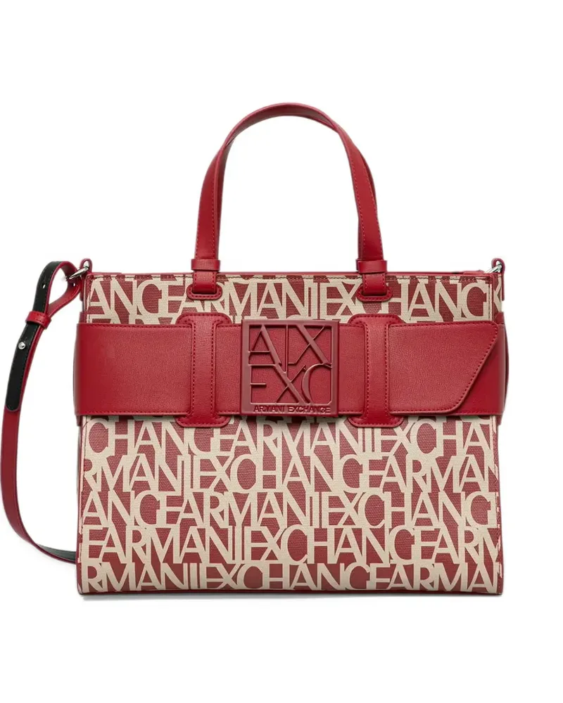 Armani Exchange logo-print panelled tote bag - Rot Rot