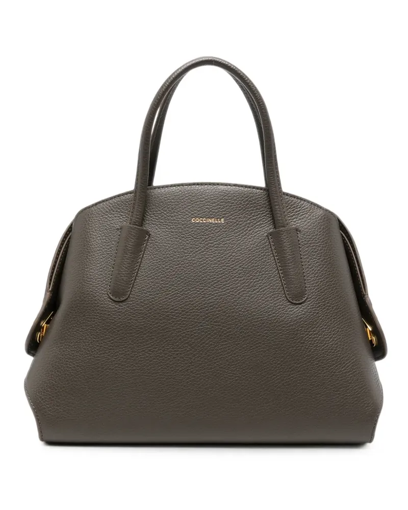 Coccinelle Tylde grained leather tote bag - Braun Braun