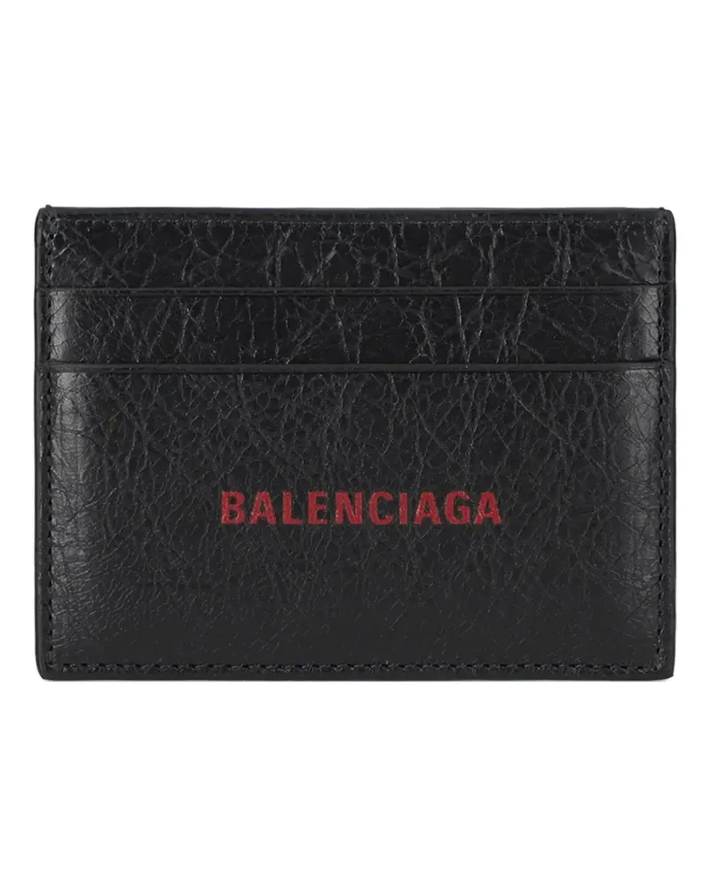 Balenciaga logo print leather cardholder - Schwarz Schwarz