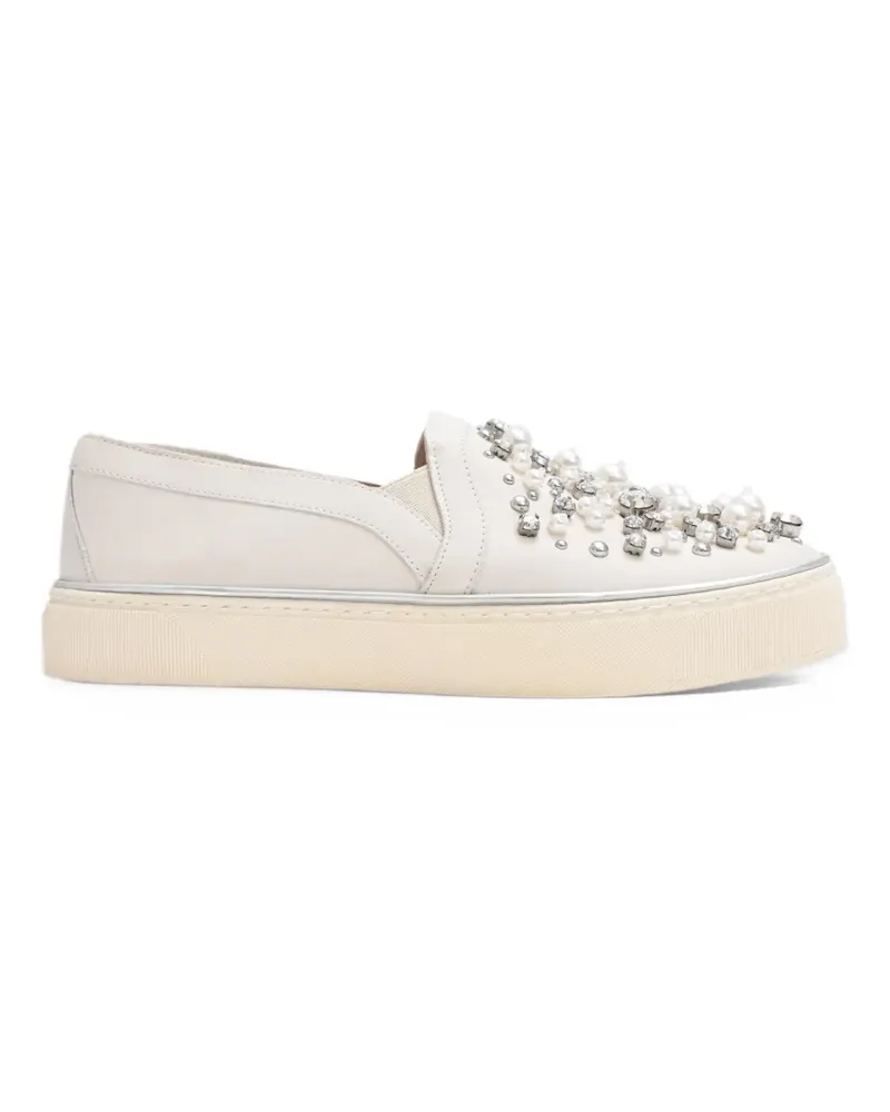 Stuart Weitzman Decor embellished slip-on sneakers - Nude Nude