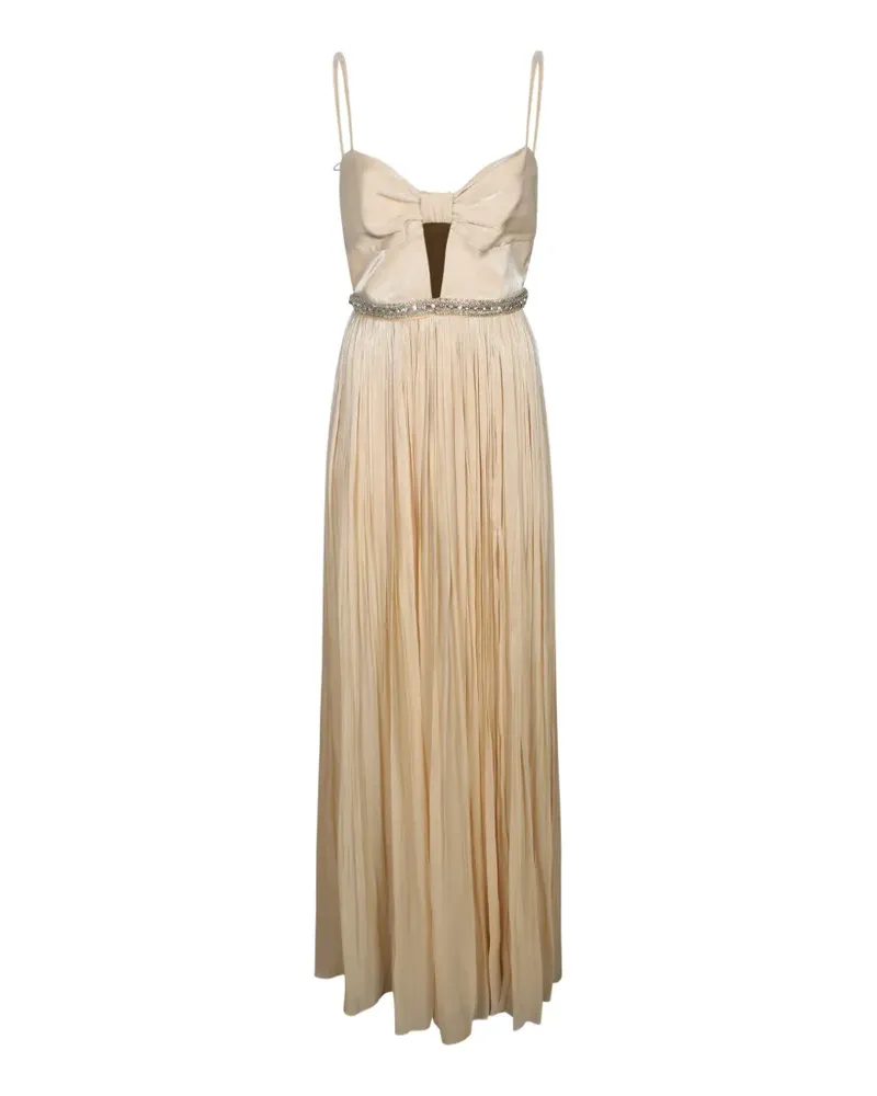 NISSA crystal-embellished pleated dress - Nude Nude