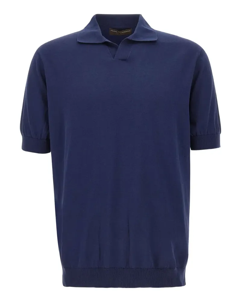 Filippo de Laurentiis T-Shirt mit V-Öffnung - Blau Blau