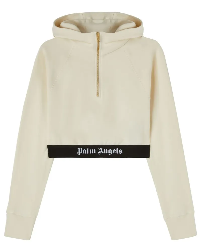 Palm Angels Cropped-Hoodie mit Logo-Streifen - Nude Nude