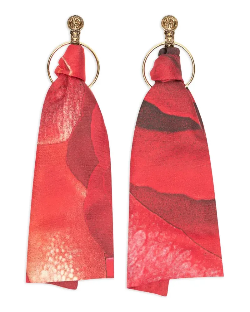 Roberto Cavalli Gravierte Ohrringe mit Logo - Rot Rot