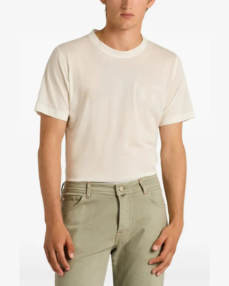 Kiton T-Shirt mit Logo-Stickerei - Weiß Weiß