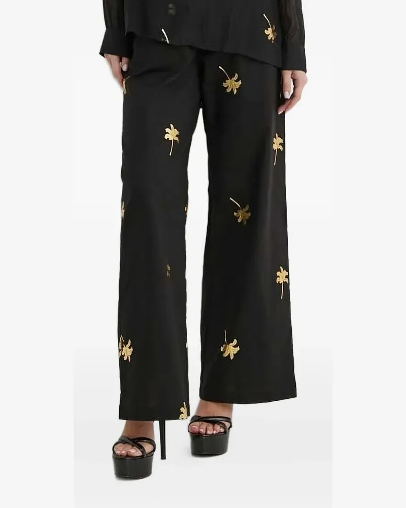Never Fully Dressed Bestickte Hose mit Stretchbund - Schwarz Schwarz