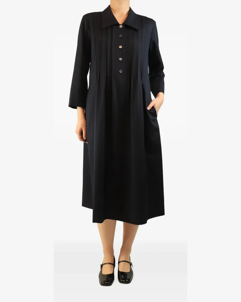 Margaret Howell pleated wool dress - Blau Blau