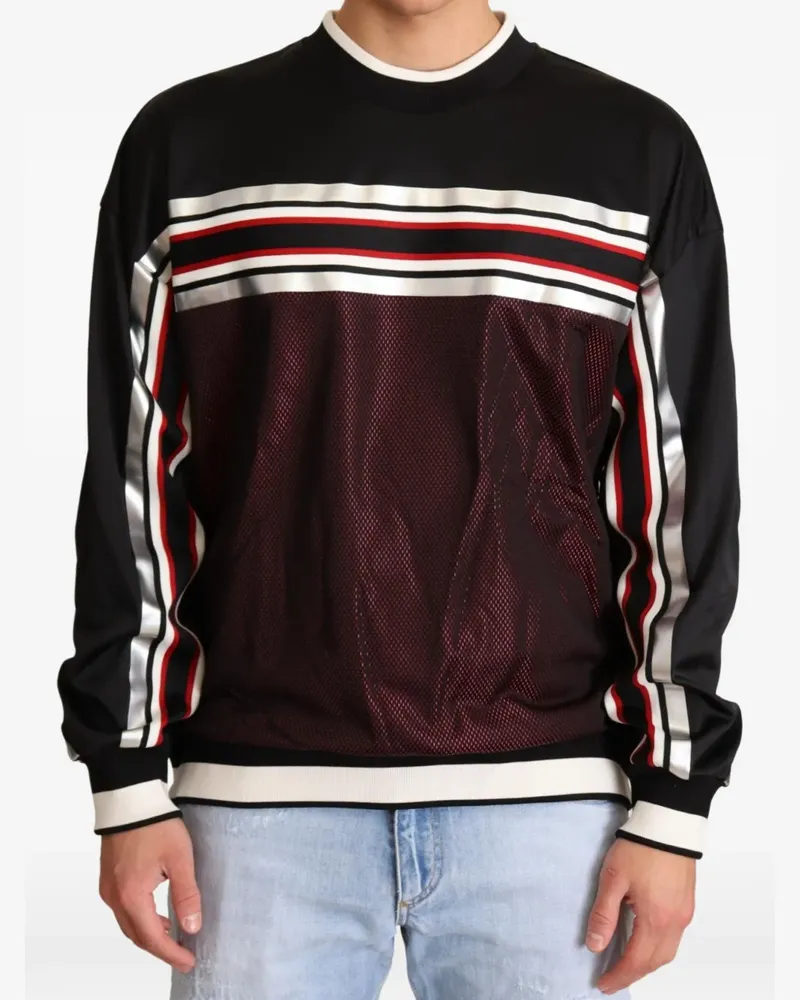Dolce & Gabbana Gestreiftes Sweatshirt mit Mesh-Einsätzen - Schwarz Schwarz