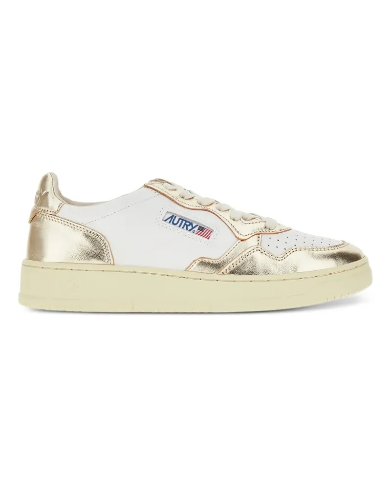 AUTRY Medalist Low metallic-panelled perforated sneakers - Weiß Weiß