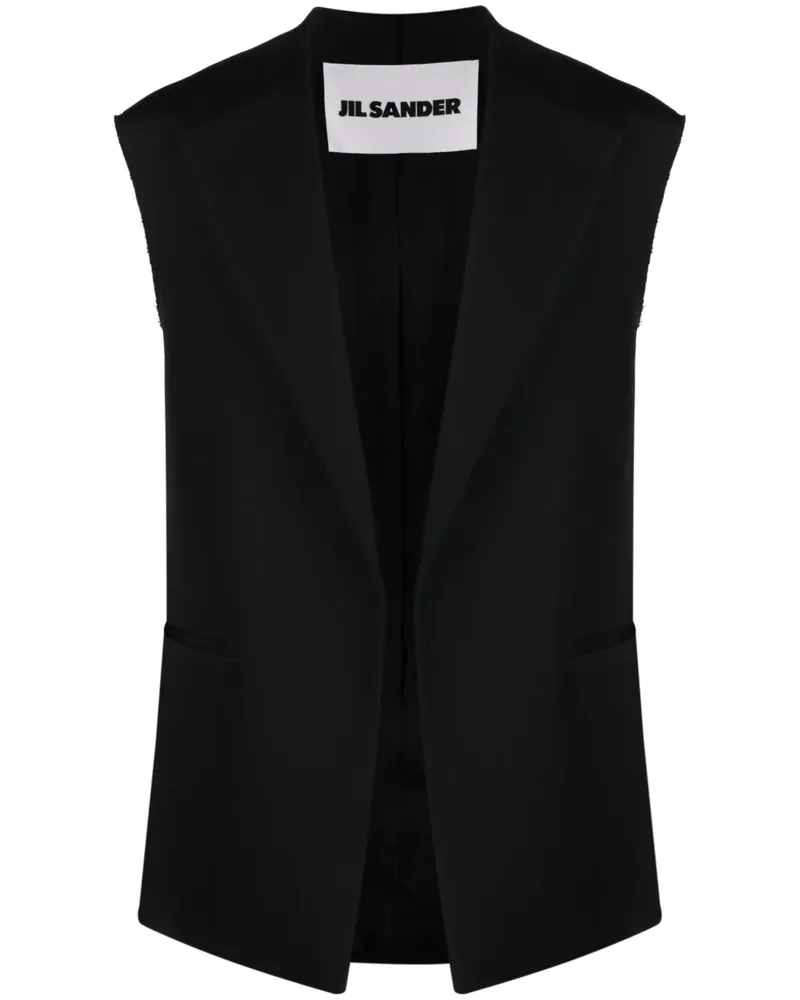 Jil Sander Weste mit ausgefransten Kanten - Schwarz Schwarz