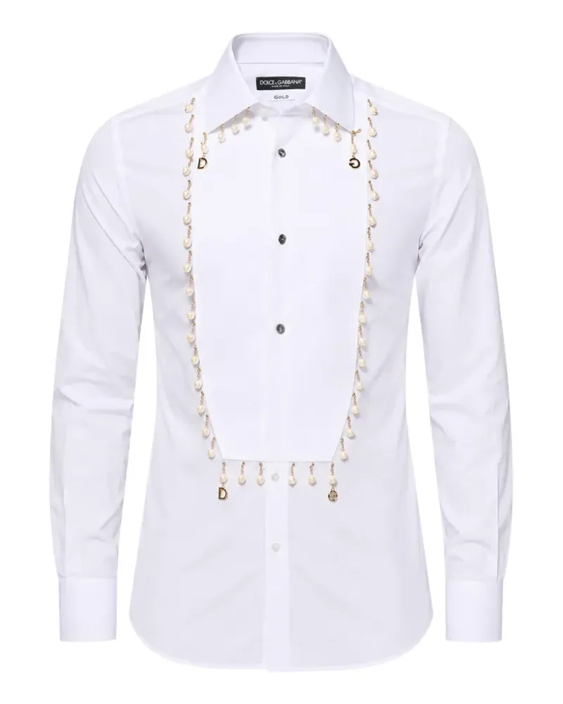Dolce & Gabbana DG Hemd mit Perlen - Weiß Weiß