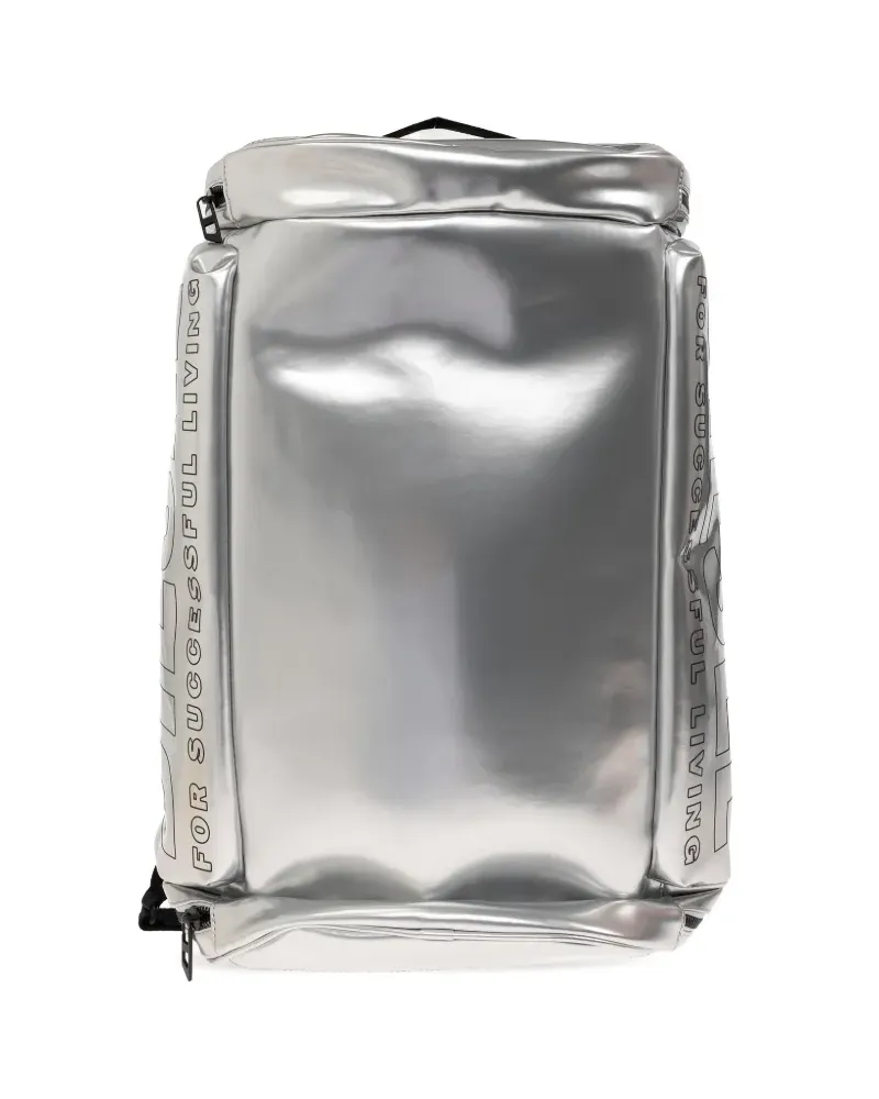 Diesel logo-print metallic-effect backpack - Silber Silber