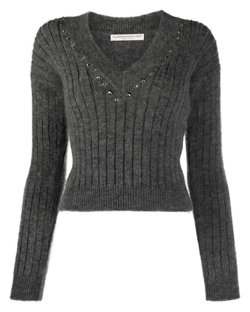 Alessandra Rich Pullover mit Kristallen - Grau Grau