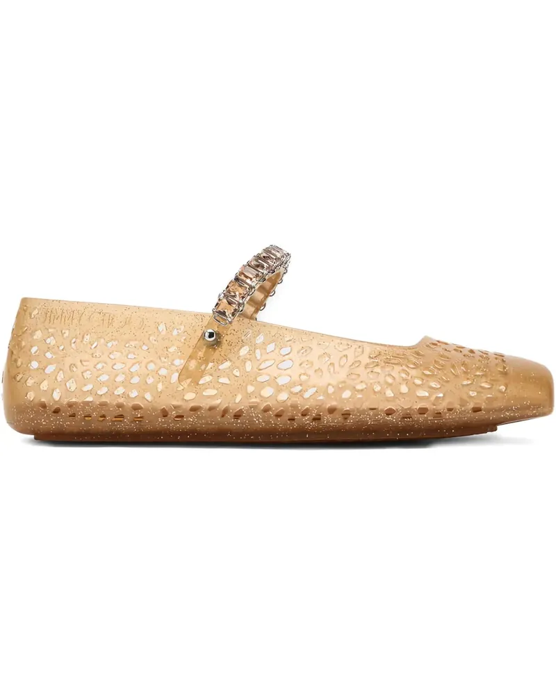 Jimmy Choo Verzierte Ballerinas mit Laser-Cuts - Nude Nude