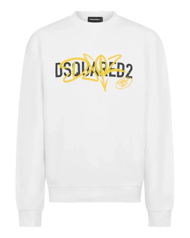 Dsquared2 Graffiti Cool Fit Rundhalsausschnitt - Weiß Weiß