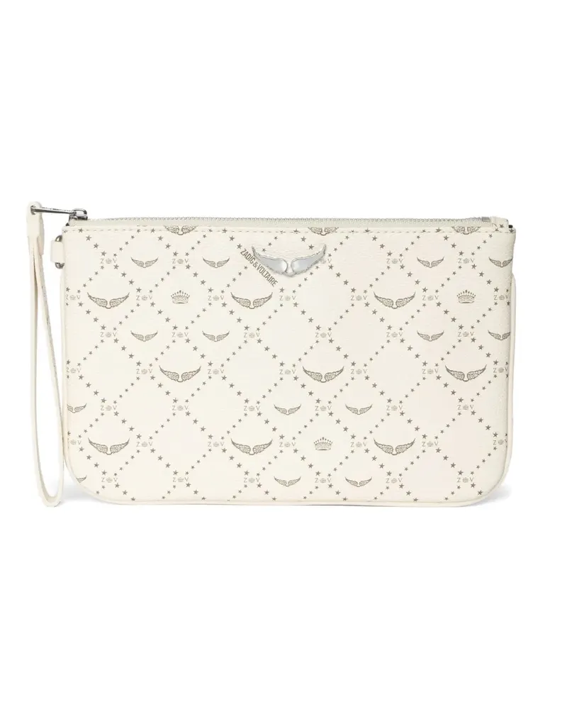 Zadig & Voltaire Clutch mit Monogramm - Weiß Weiß