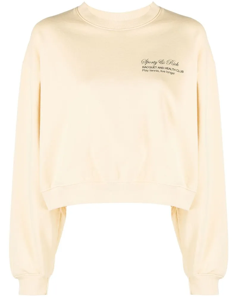 SPORTY & RICH Tennis Script Cropped-Sweatshirt - Gelb Gelb