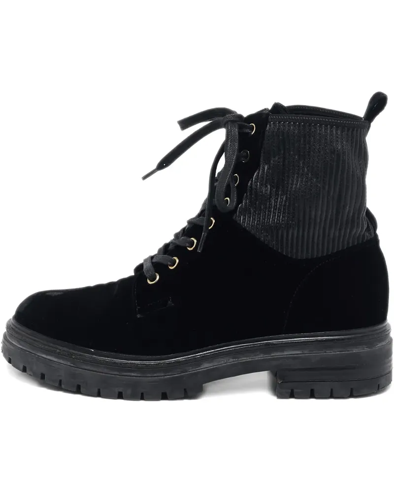 Gianvito Rossi Schnürstiefel aus Samt - Schwarz Schwarz