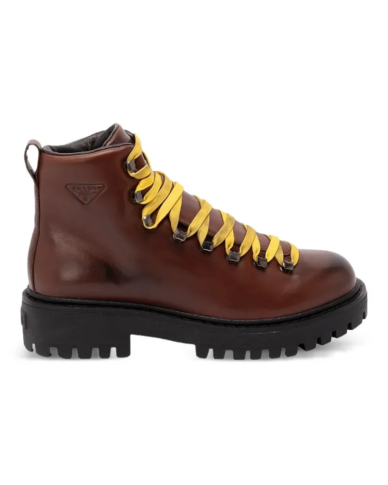 Prada Antiqued Schnürstiefel - Braun Braun