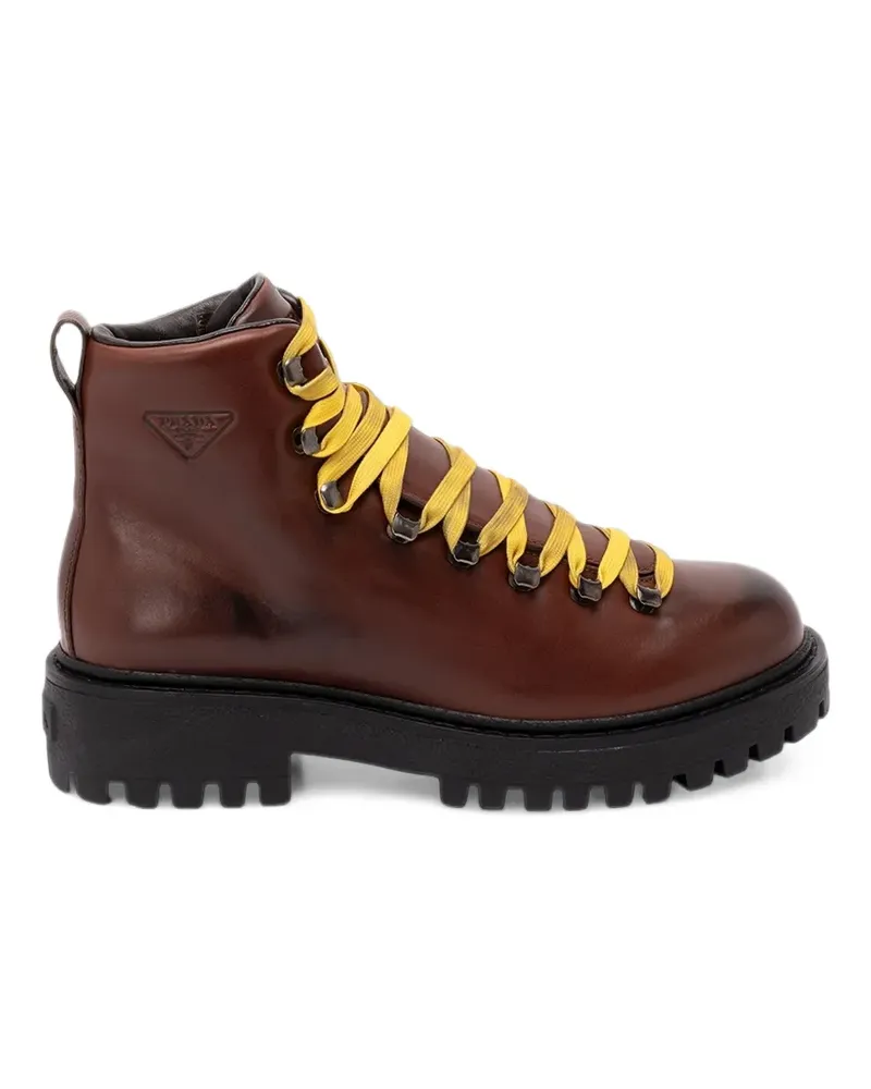 Prada Antiqued Schnürstiefel - Braun Braun