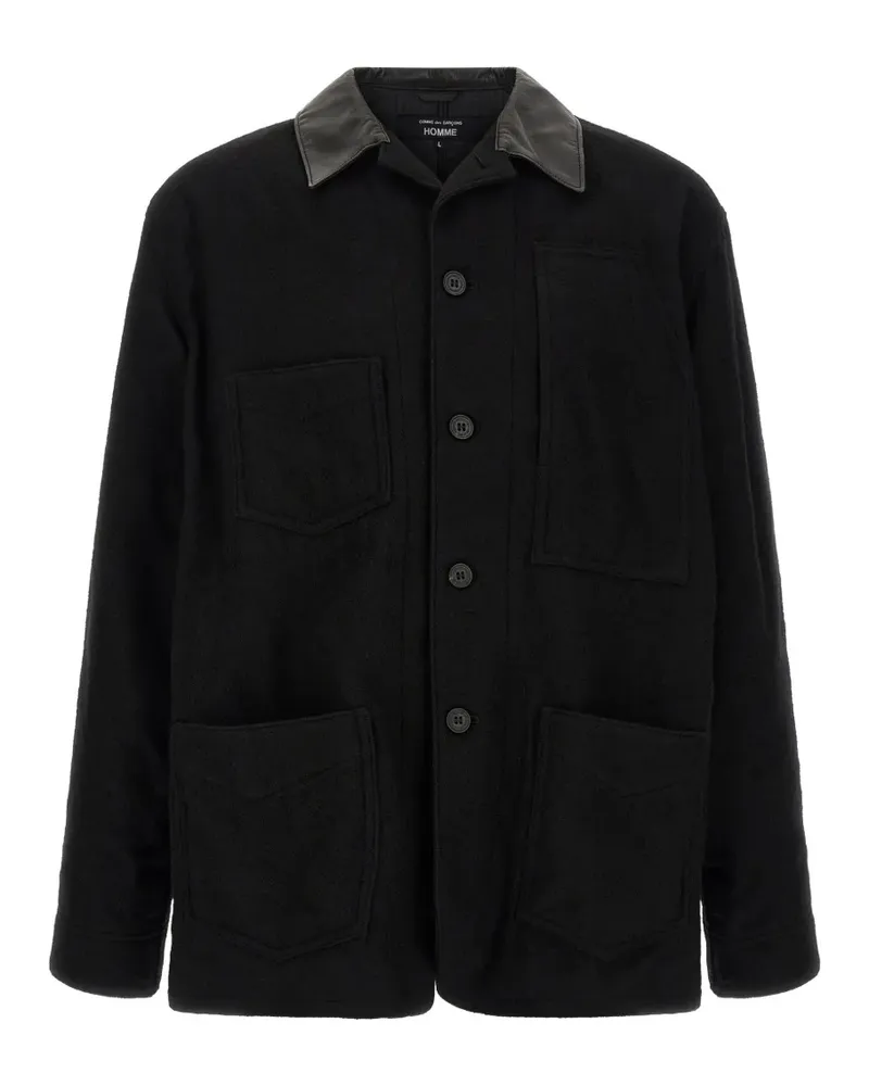 Comme des Garçons Jacke mit Lederkragen - Schwarz Schwarz