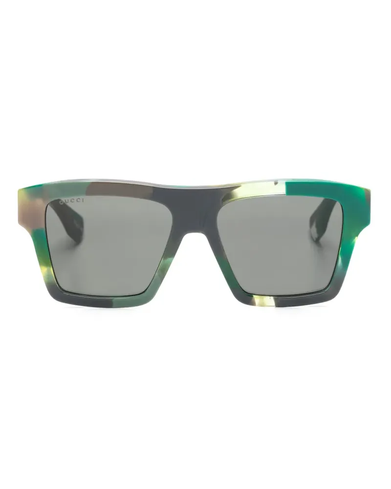 Gucci Eckige Sonnenbrille in Schildpattoptik - Grün Grün