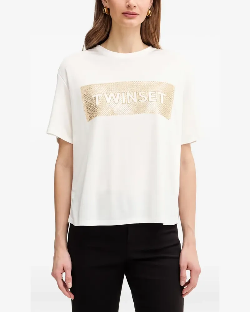 Twin-Set T-Shirt mit Pailletten - Nude Nude