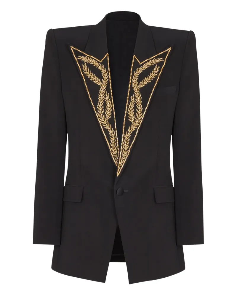 Balmain Sakko mit besticktem Kragen - Schwarz Schwarz