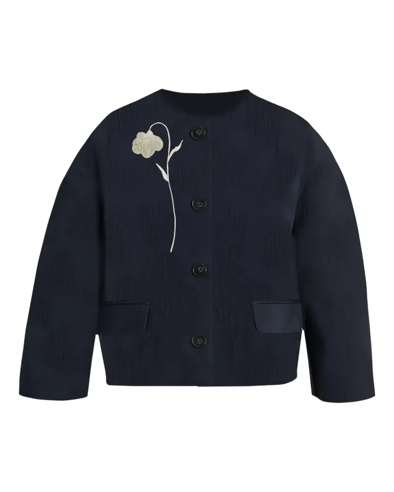 Erdem Cropped-Jacke mit Blumenprint - Blau Blau