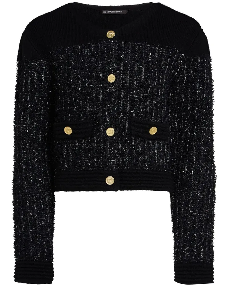 Karl Lagerfeld Bouclé-Cardigan - Schwarz Schwarz