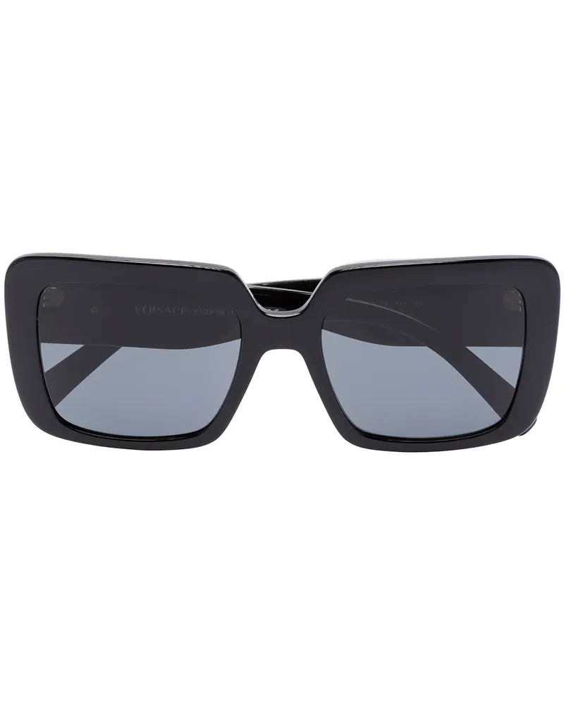 Versace Sonnenbrille mit eckigem Gestell - Schwarz Schwarz