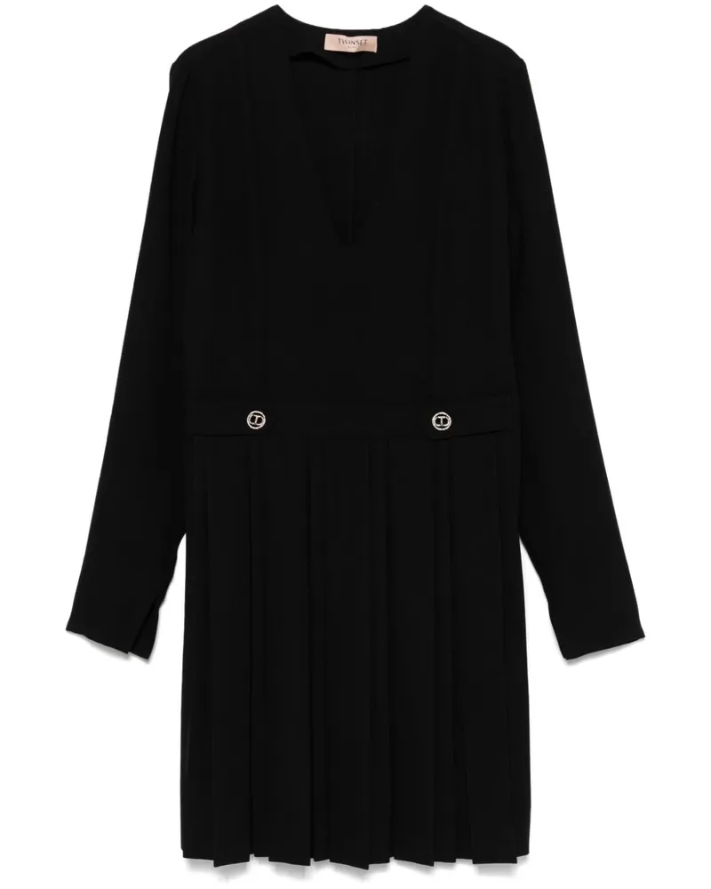 Twin-Set Krepp-Minikleid mit Falten - Schwarz Schwarz