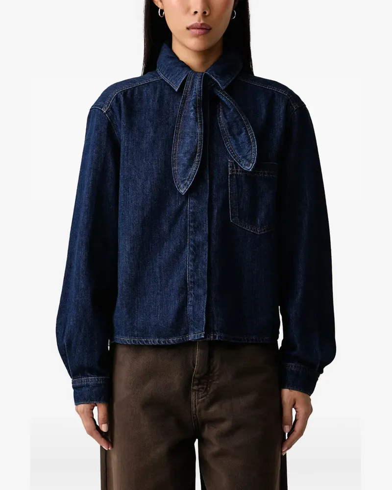 Marc O'Polo pussy-bow denim blouse - Blau Blau