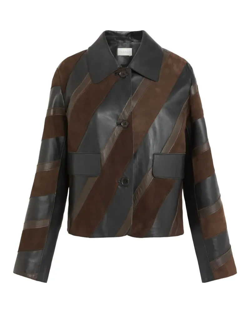 P.A.R.O.S.H. P.A.R.O H. Lederjacke mit diagonalen Streifen - Schwarz Schwarz