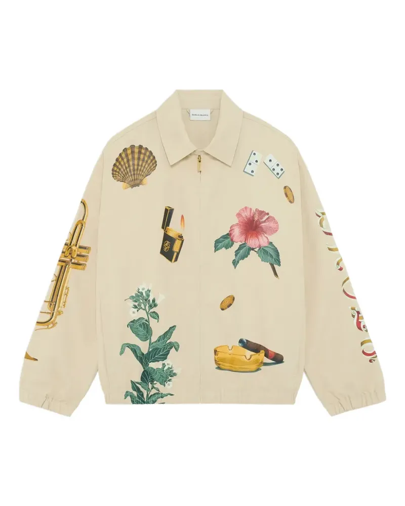 Drôle de Monsieur graphic-print zip-up jacket - Nude Nude