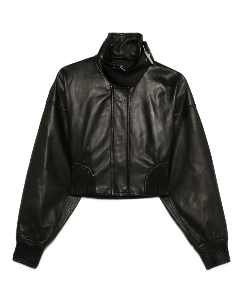 SPORTMAX ribbed leather jacket - Schwarz Schwarz